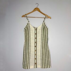 Rip Curl Surf Stripe Tank Dress Striped Green and Cream Dress Small